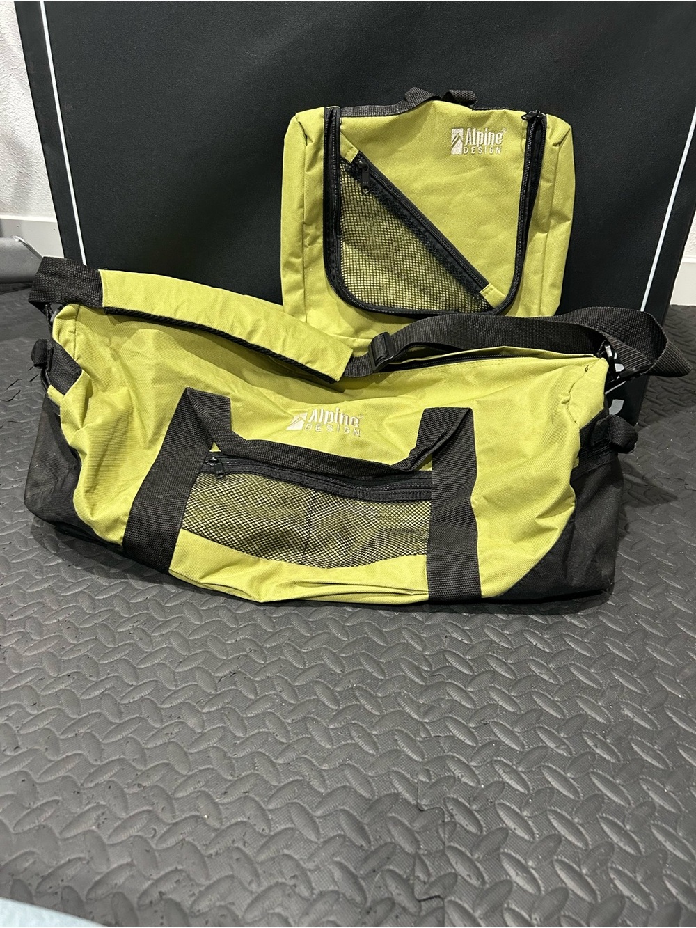 Alpine Design Green and Black Duffel Bag with Matching Pouch